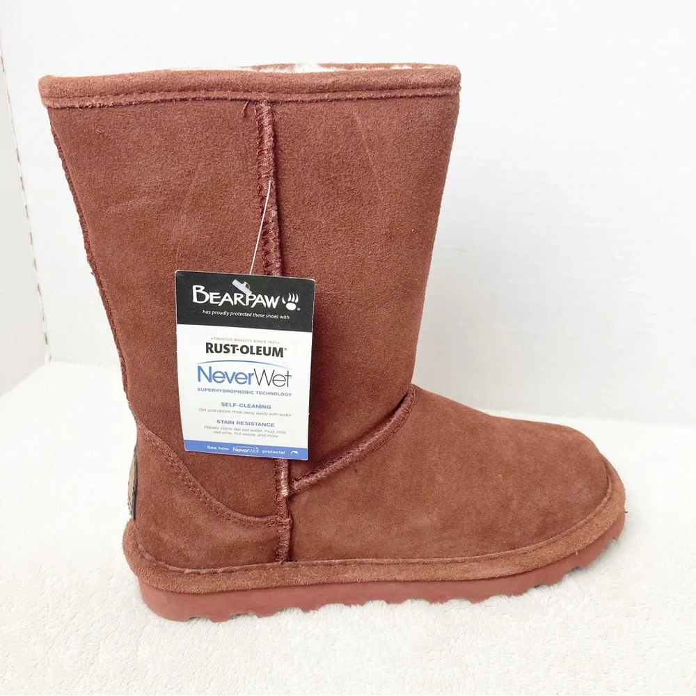BEARPAW SHERPA LINED SUEDE BOOTS SIZE 6 WOMENS BROWN TALL
